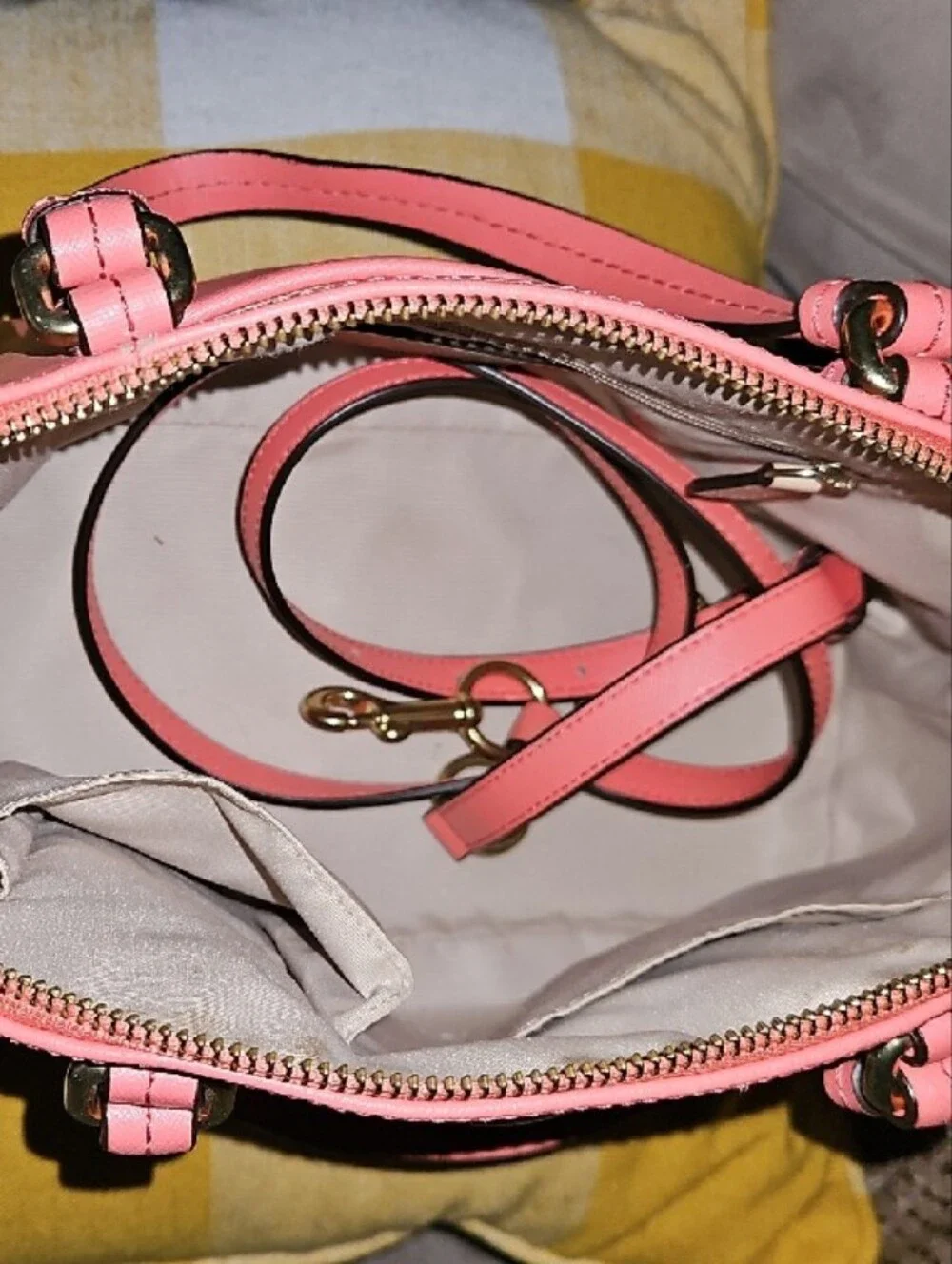 Coach Coral Leather Dome Satchel with Neutral Tag